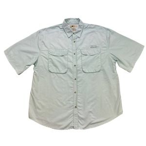 Joe Marlin Fishing Shirt Mens XL Green Short Sleeve Button Up Vented Breathable